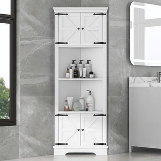 Tall Corner Bathroom Cabinet with Doors and Adjustable Shelf - Bed Bath ...