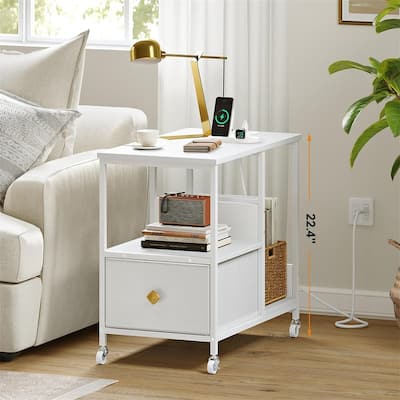 End Table with Charging Station - 13.78"D x 23.62"W x 22.4"H