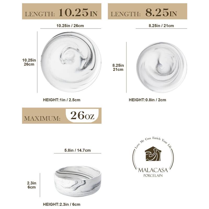 MALACASA LUNA 12-piece Porcelain Dinnerware Set (Service for 4)