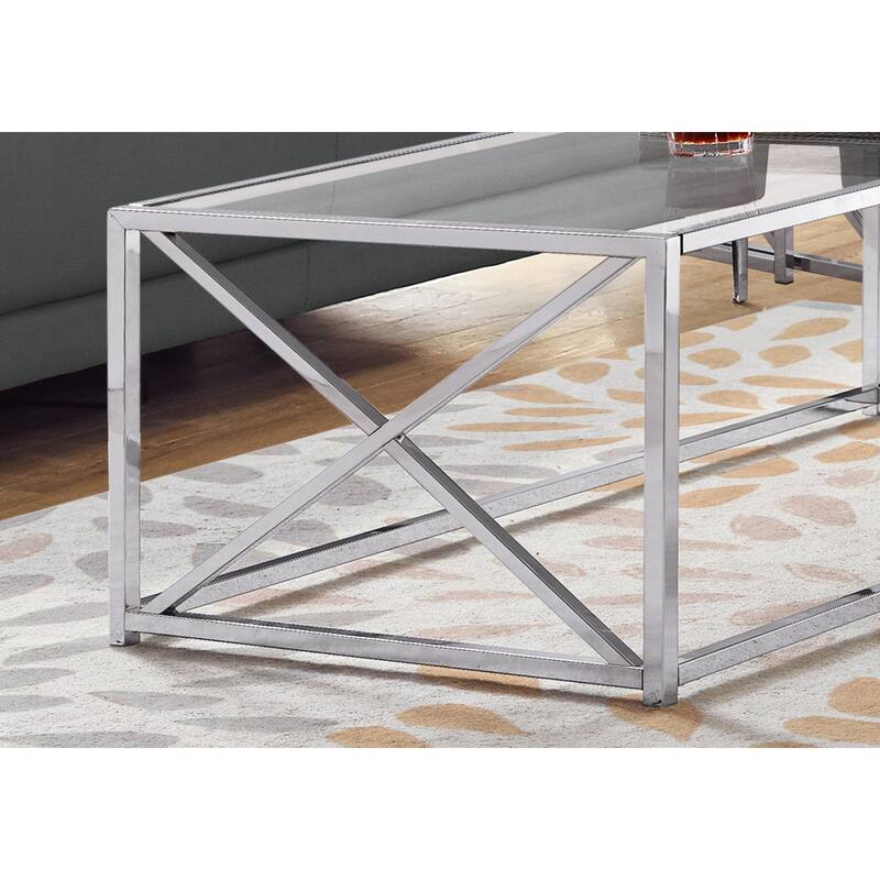 17.25" Metal and Clear Tempered Glass Coffee Table - 22" W x 44" D x 17.25" H