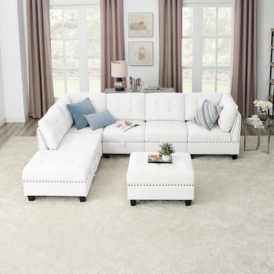 Sturdy Chenille Modular Sectional Sofa with Hidden Storage