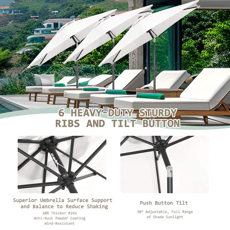 Autlaycil 7.5FT Solar Patio Umbrella with Base and Tilt,Crank