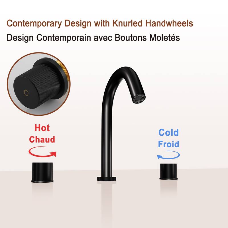 Deck Mounted 8 Inch Widespread Double-Handle Bathroom Faucet