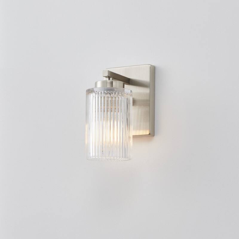 KAWOTI 8.6"H Contemporary Bathroom Vanity Light with Flutted Glass