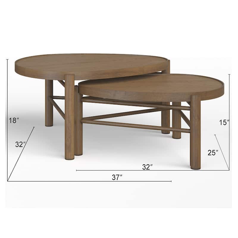 Magnussen Home Hadleigh Brown Honey Nesting Cocktail Table - 37''W x 31.5''D x 18''H