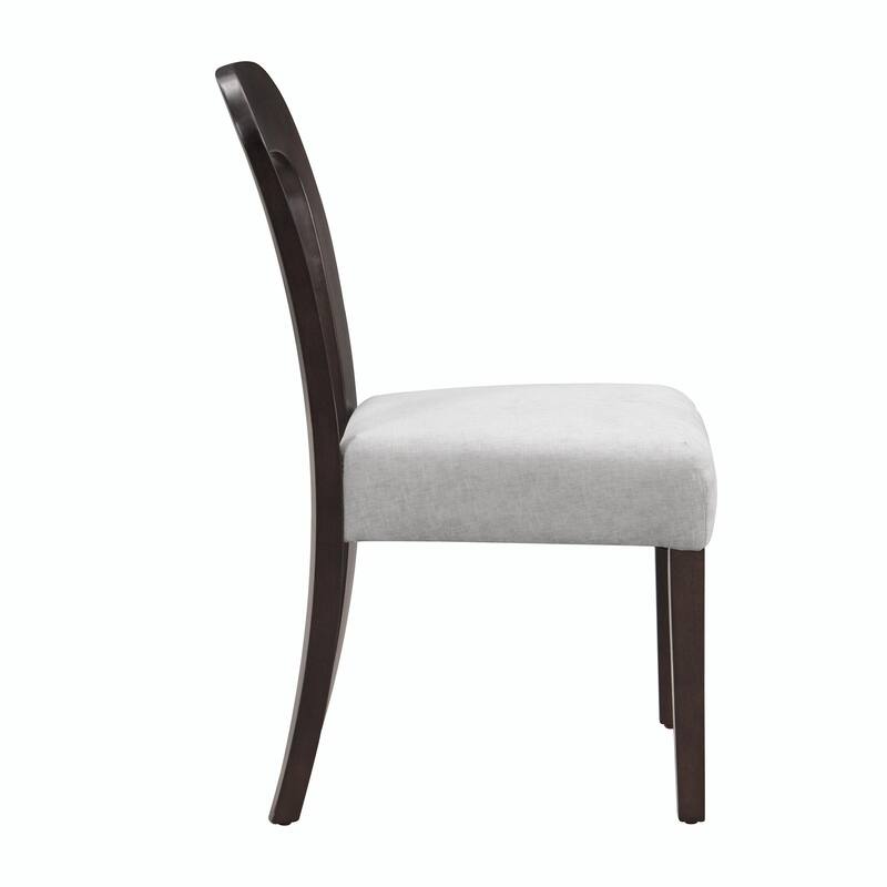 Set of 2 Fabric Upholstered Dining Chairs with Solid Rubber Wood Legs