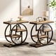 preview thumbnail 40 of 46, Industrial 4-tier Wood Narrow Side End Table with Storage Shelves 2 PCS - Natural Brown