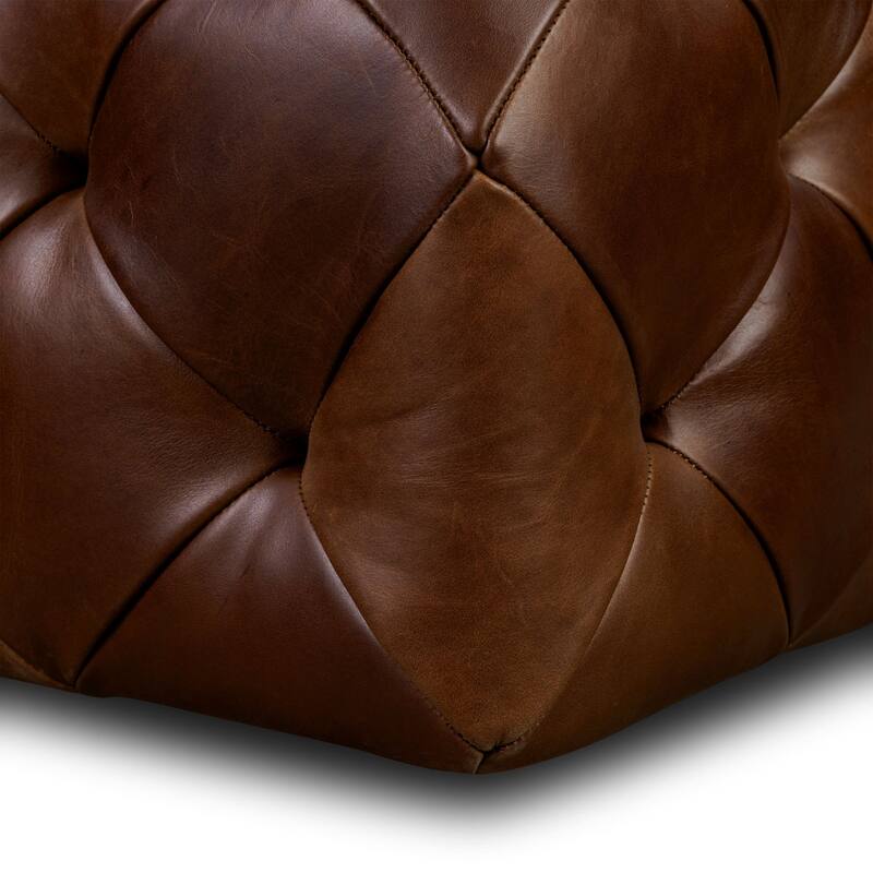 Poly & Bark Turin Leather Ottoman in Cognac Tan
