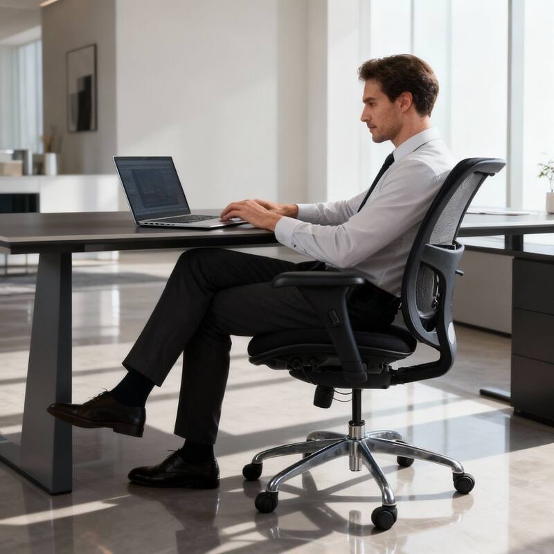 Cubiclesdotcom IMPACT Ergonomic Mesh Office Chair, 3D Lumbar Support, 350 lbs, Black