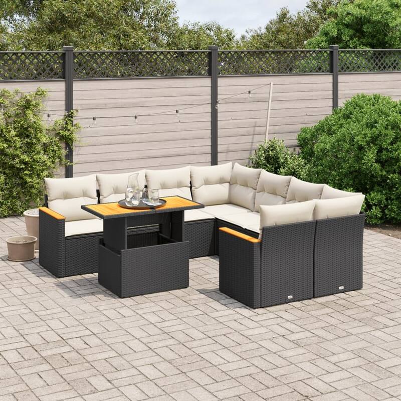 vidaXL Garden Sofa Set - 21.7 x 39.4 x 28.7 - Black