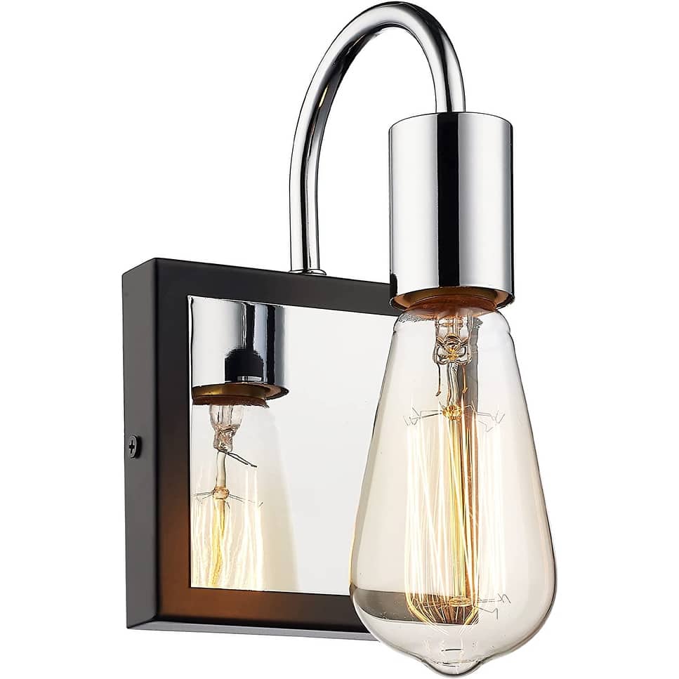 Modern Bathroom Vanity Light with Chrome and Black Finish