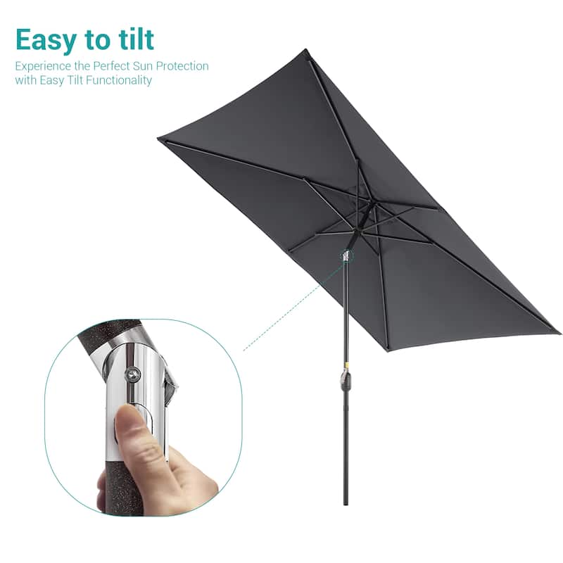 BONOSUKI 6x9FT Patio Market Umbrellas Table Umbrella with Tilt Button