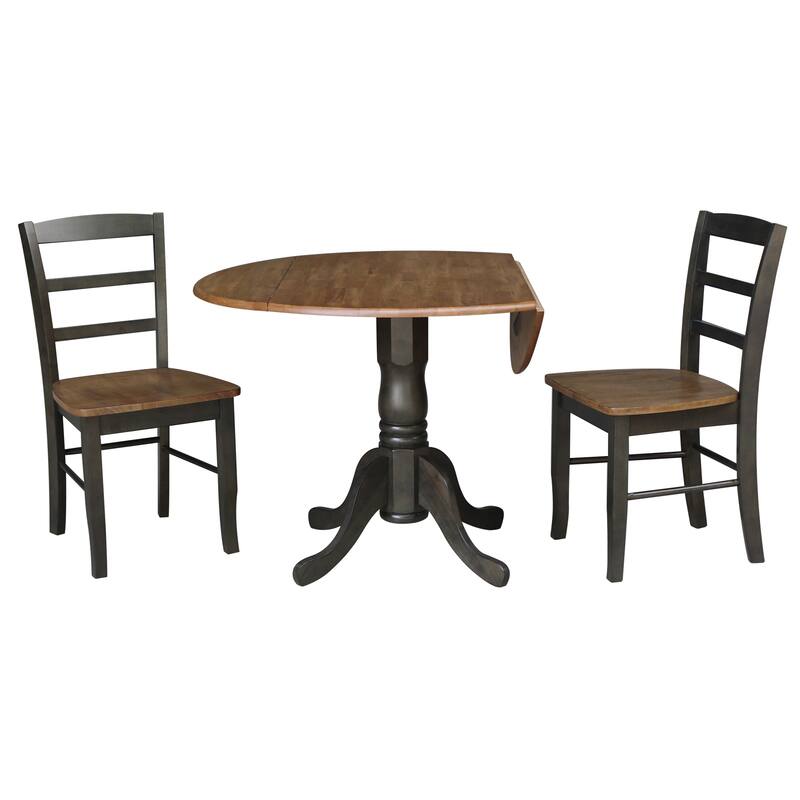 42" Dual Drop Leaf Pedestal Dining Table with Madrid Ladderback Chairs - Dining Set