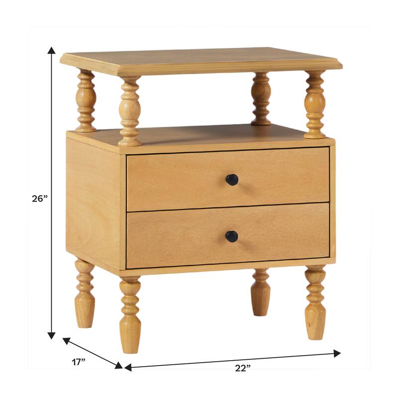 Walker Edison Spindle Dresser and 2-Drawer Nightstands Bedroom Set