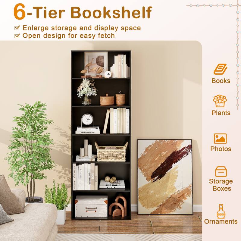 Gymax 2PCS 70'' all 6-Tier Bookcase w/ 6 Open Shelves Anti-Toppling