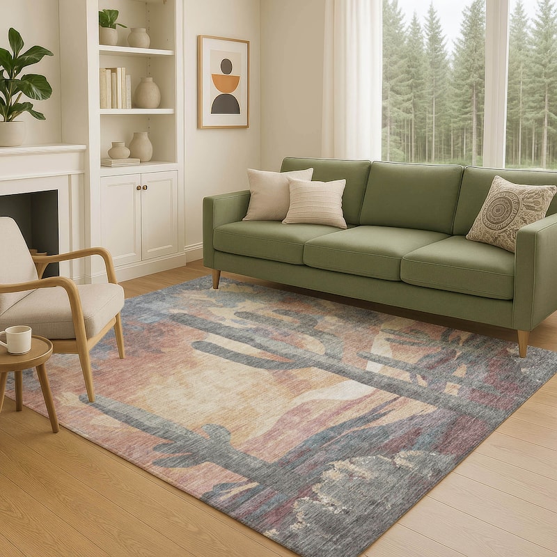 Machine Washable Indoor/ Outdoor Desert Inspiration Chantille Rug