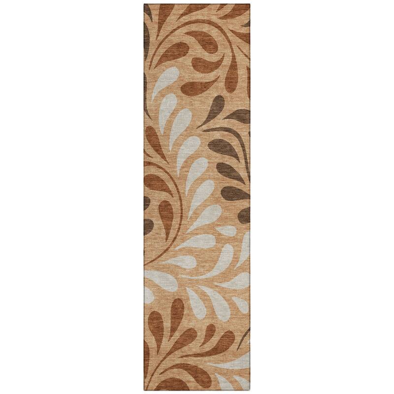 Machine Washable Indoor/ Outdoor Floral Arabesque Chantille Rug