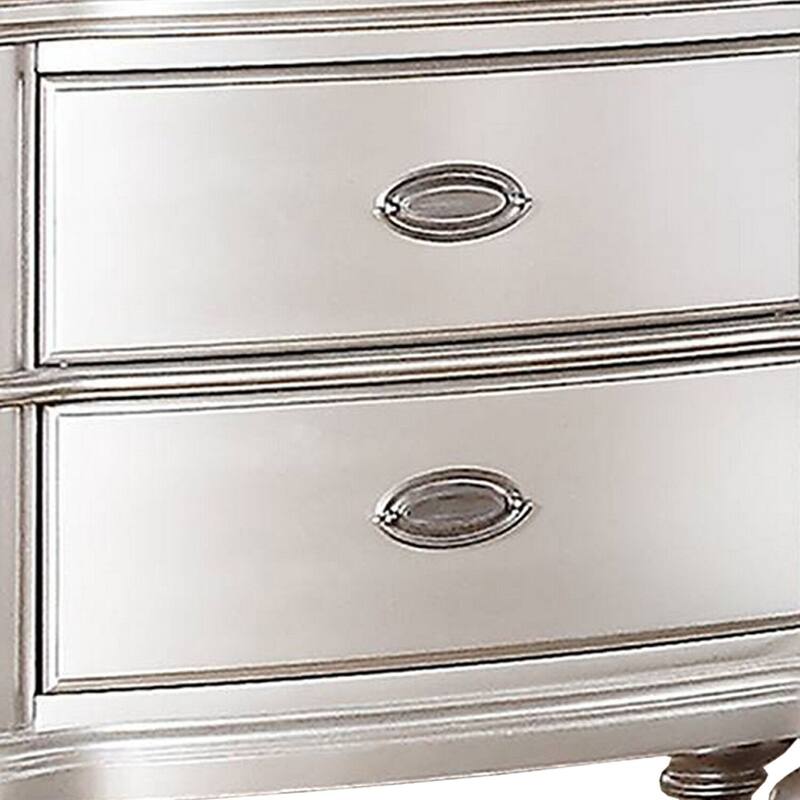 Silver 2 Drawer 28 in. W Nightstand with Turned Legs