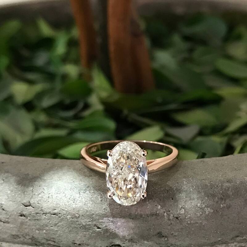 2ct Oval Cut Diamond Solitaire Engagement Ring 14k Rose Gold Lab Grown