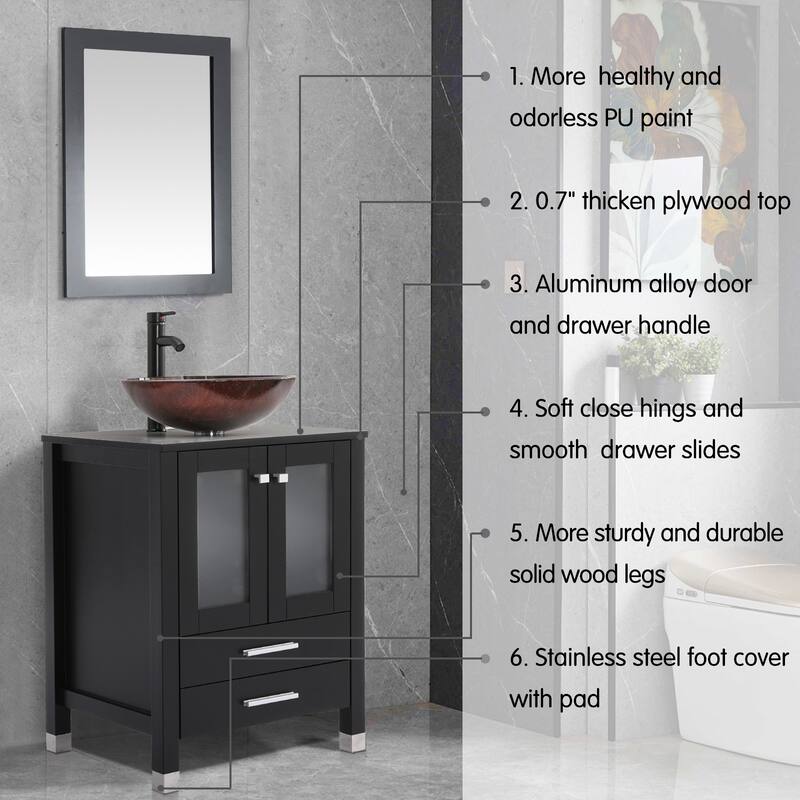 24" Bathroom Vanity with Sink Set Storage Cabinet Combo