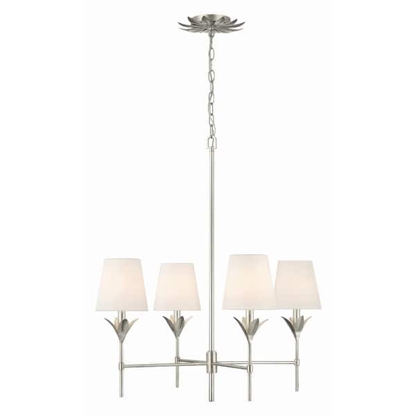 slide 2 of 11, Broche 4 Light Antique Silver Chandelier - 28"W x 28"H x 28"D