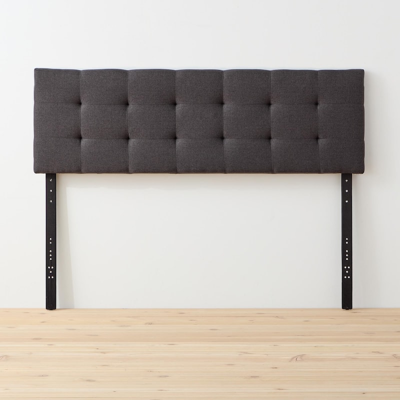 Brookside Kaylee Adjustable Upholstered Headboard - Charcoal-Square Tufting - Queen