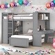 preview thumbnail 1 of 14, Full size Loft Bed with Twin size Stand-alone bed, Shelves,Desk,and Wardrobe,No Box Spring Required Gray