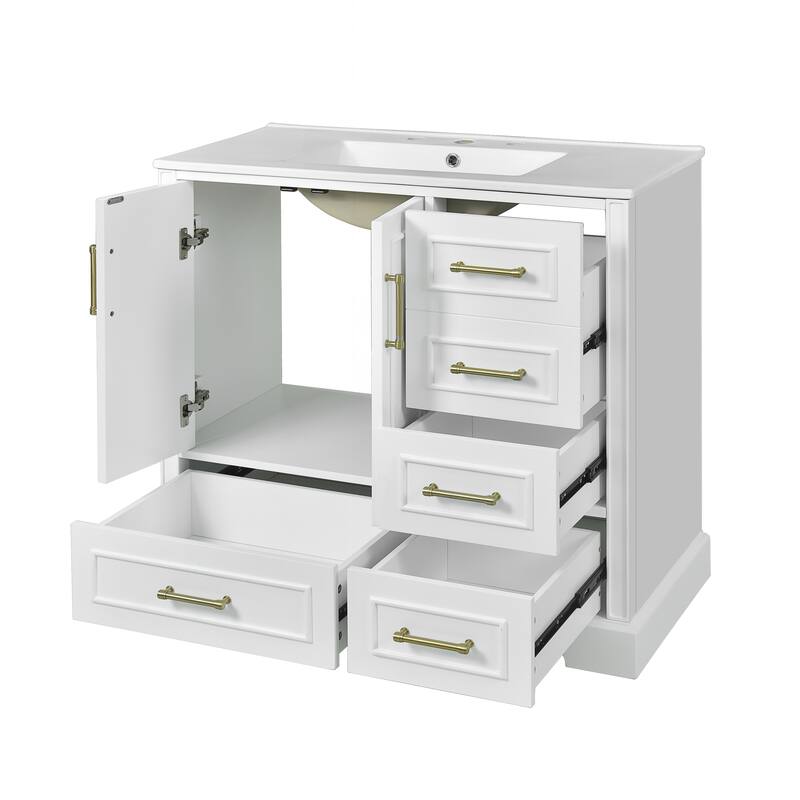 Exquisite Traditional Bathroom Vanity with Premium Ceramics Sink and Ample Storage