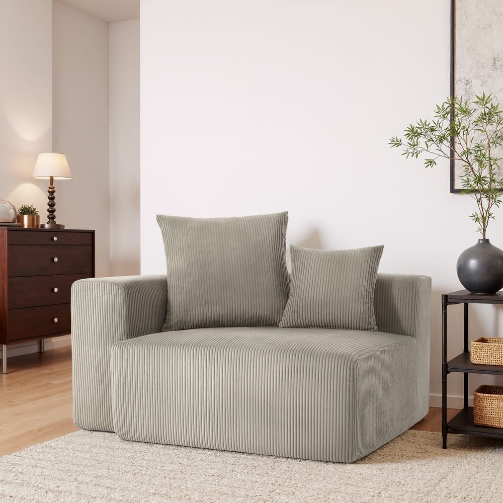 51"W Oversized Modular No Assembly Corduroy Accent Corner Chair