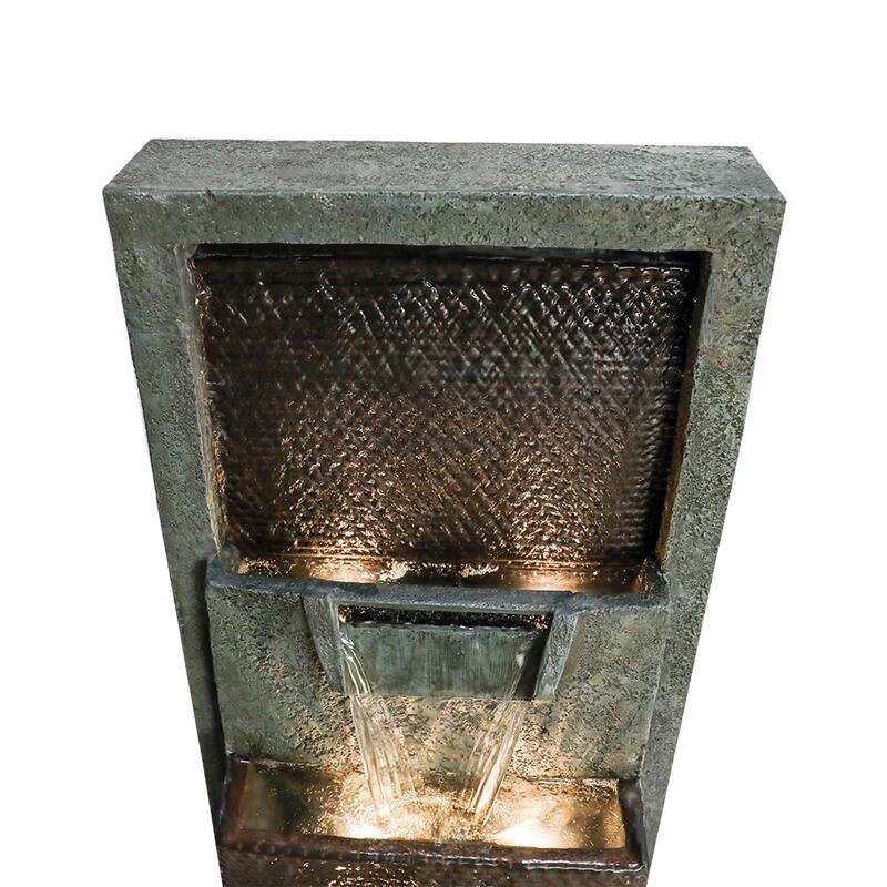 39.3-in High Modern Indoor Outdoor Waterfall Fountain with Lights&Pump