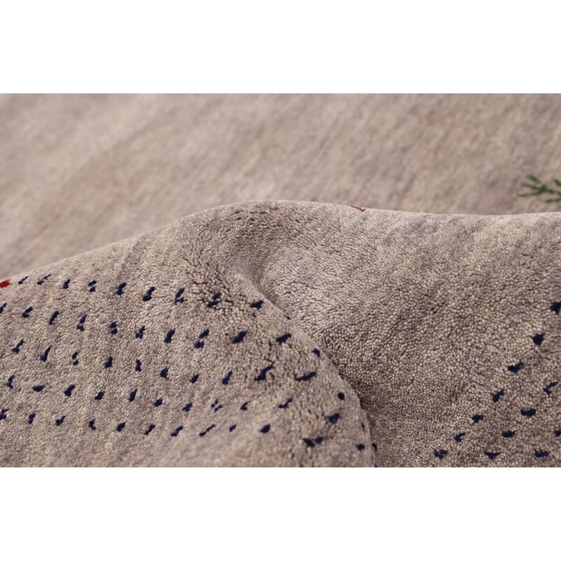 ECARPETGALLERY Hand Loomed Kashkuli Gabbeh Grey Wool Rug - 5'0 x 7'10