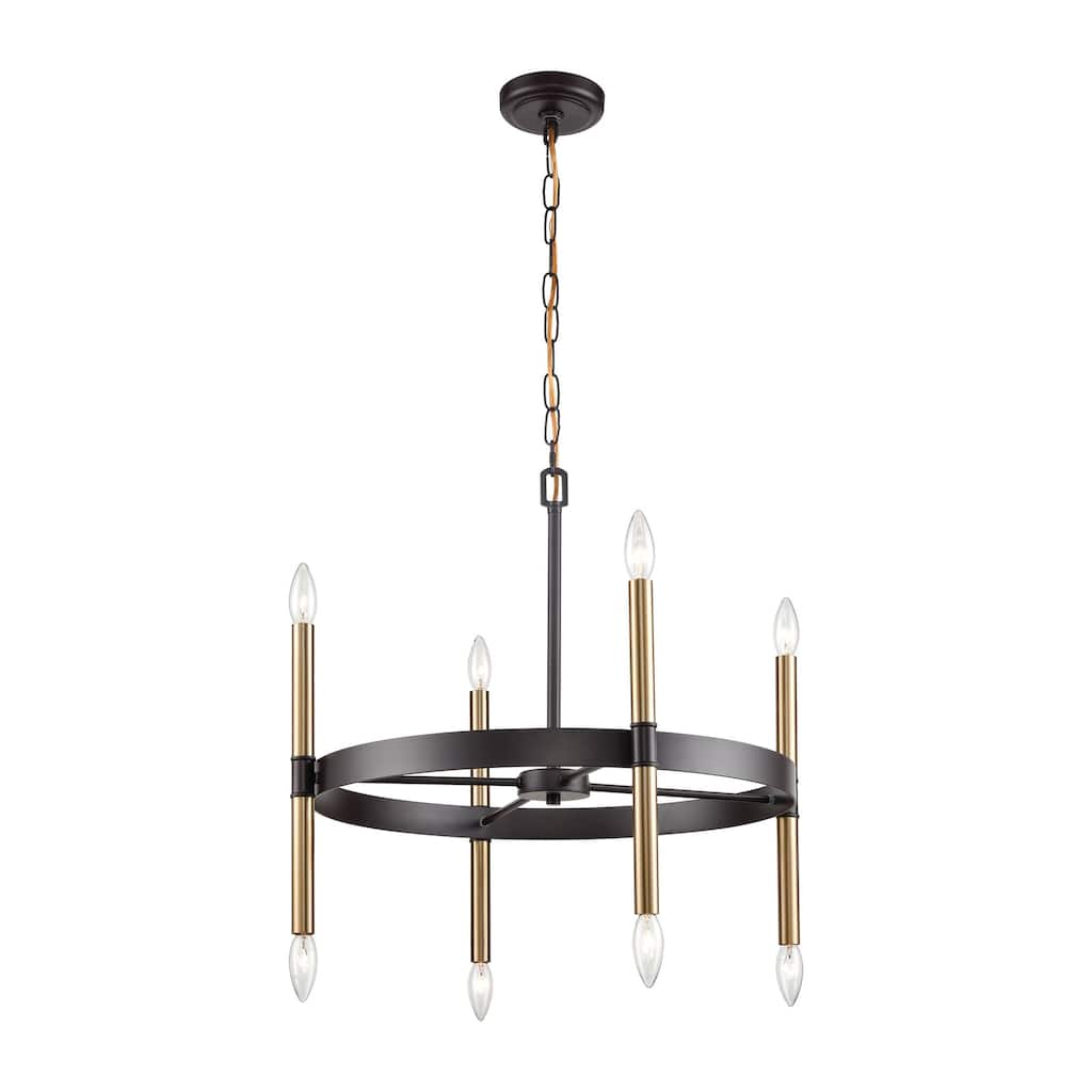 Notre Dame 24-inch Wide 6-Light Chandelier in Oil Rubbed Bronze and Gold - 24in W x 24in D x 21in H