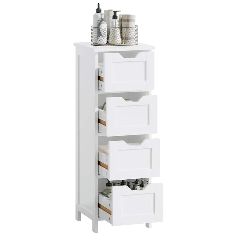 White 32.68"Tall Bathroom Storage Cabinet with 4 drawers and 1 door