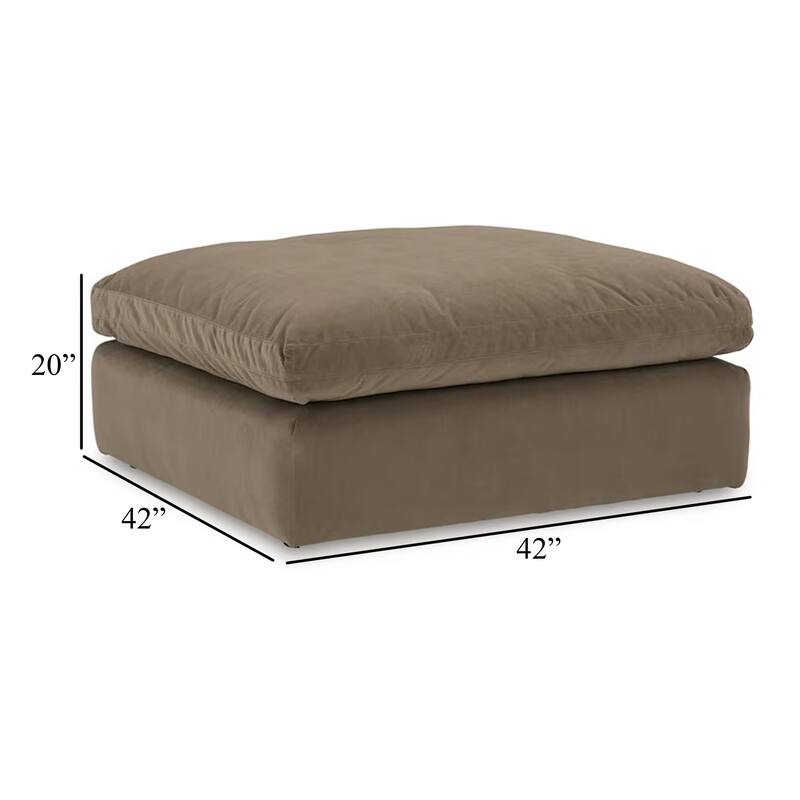 Accent Ottoman, Modern Square 42 Inch Soft Cocoa Brown Cushioned Top