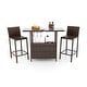 preview thumbnail 11 of 9, Costway Patio 3PCS Wicker Bar Set Height Table Two Stools with 3 Rows - See Details
