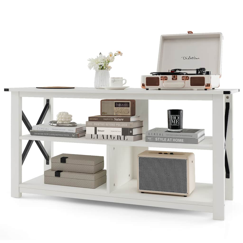Gymax Modern Entertainment Center Farmhouse TV Stand for TV's up to