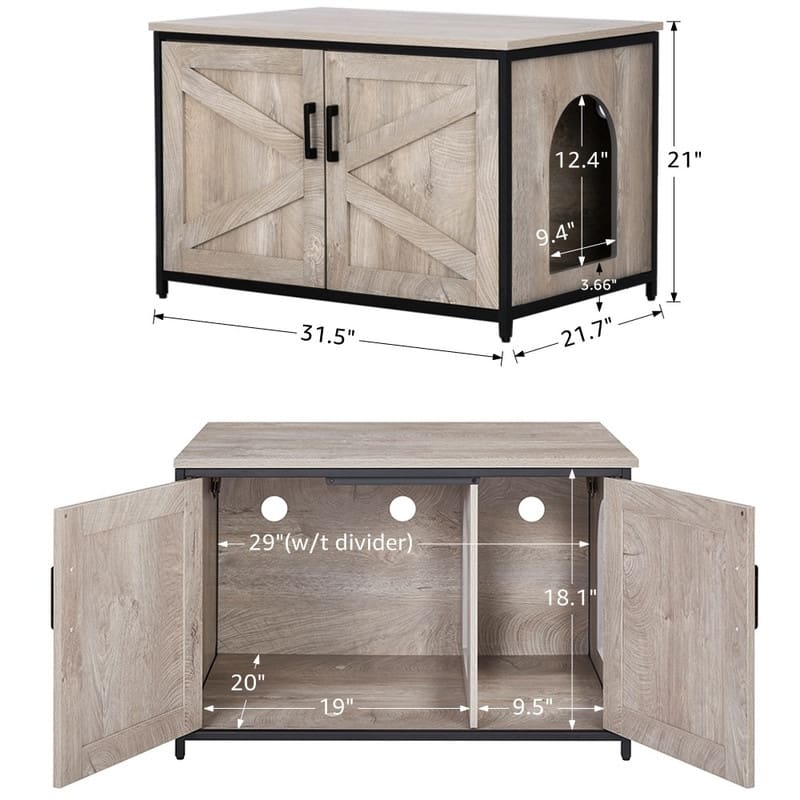 unipaws Cat Litter Box Enclosure with Top Opening, Cat Washroom Bench - Multi