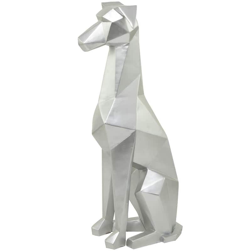 Polystone Dog Cubist Decorative Sculpture - Black, Gold, Silver - Roche River Decor