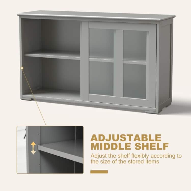 Sideboard Buffet Cupboard Storage Cabinet with Sliding Door - 42" x 13.0" x 24.5" (L x W x H)