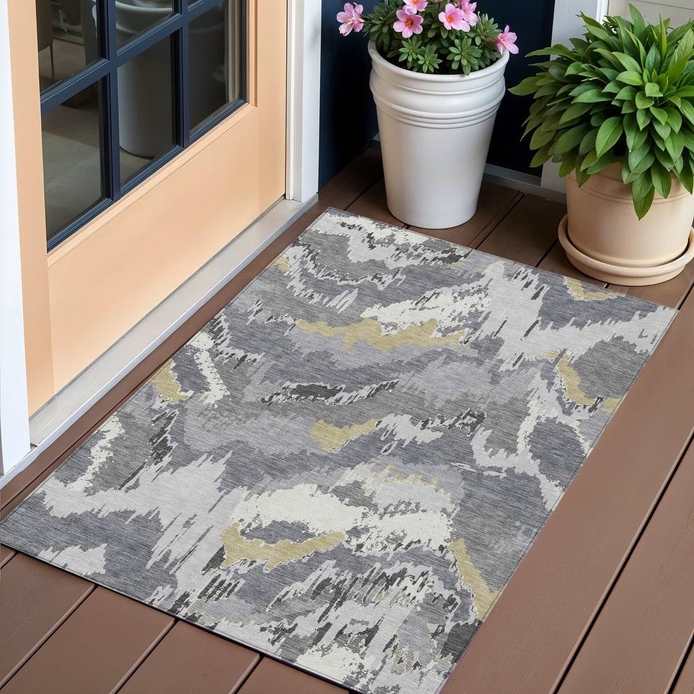 HomeRoots Abstract Transitional Rectangle Outdoor Rug