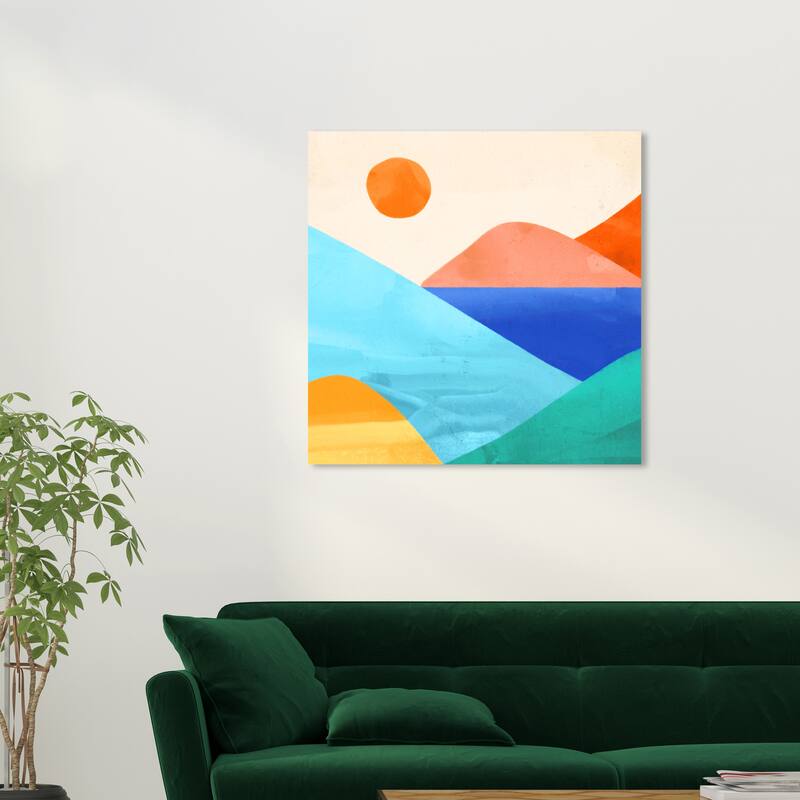 Wynwood Studio Prints Nature and Landscape Bright Hill Tops Blue and Celeste Modern & Contemporary Wall Art Canvas Print - 30 x 30