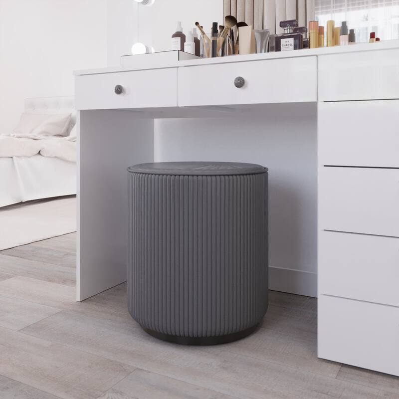 Round Ottoman Elegant Vanity Stool and Footrest for Bedroom, Makeup Desk, or Living Room