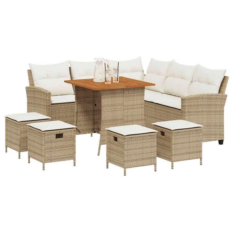 vidaXL Garden Sofa Set Beige, Cream White - 29.9 x 29.9 x 29.1