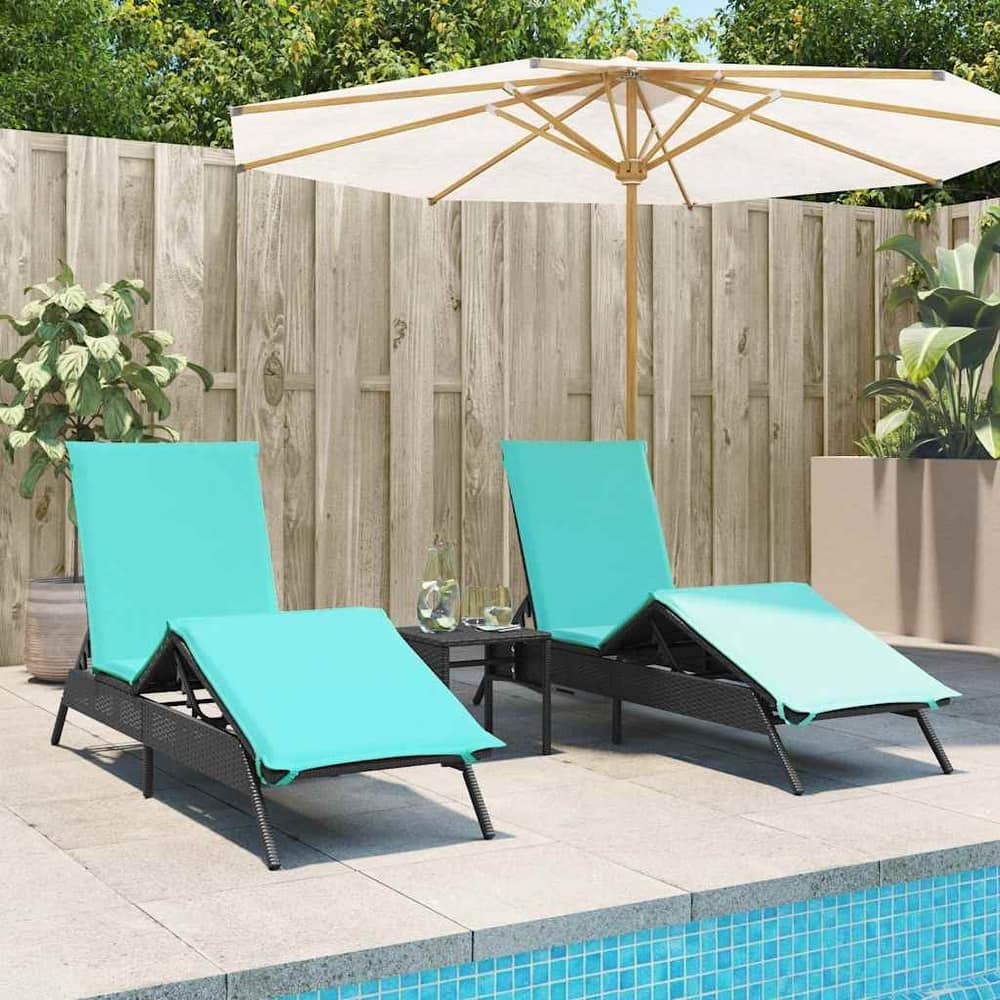 vidaXL Patio Sun Lounger Black/Brown/Grey - 9.1 x 31.0 x 13.2