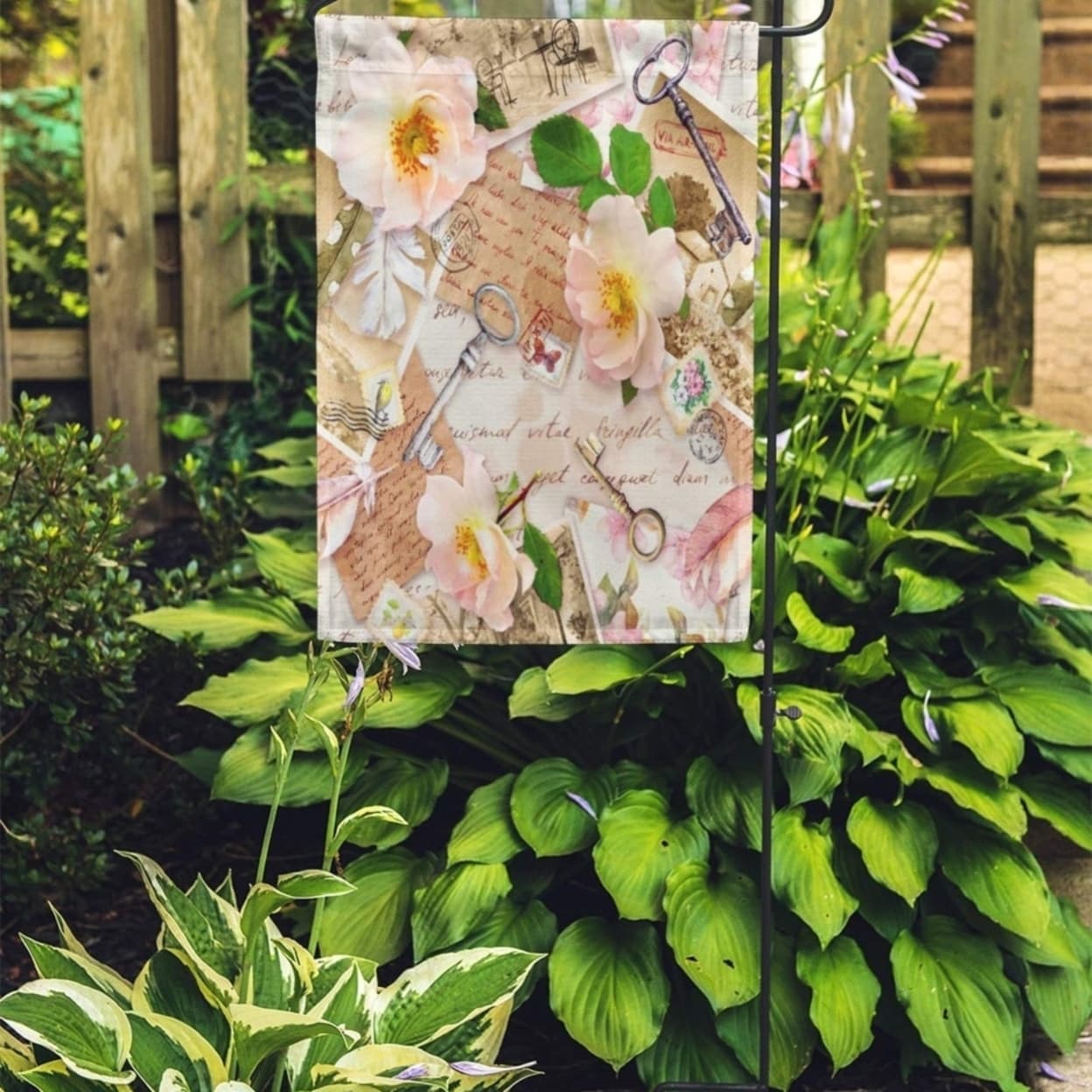 Vintage Old Pages Notes Photos Post Stamps Watercolor Feathers Keys Garden Flag Decorative Flag House Banner 28x40 Inch On Sale Overstock 31329141