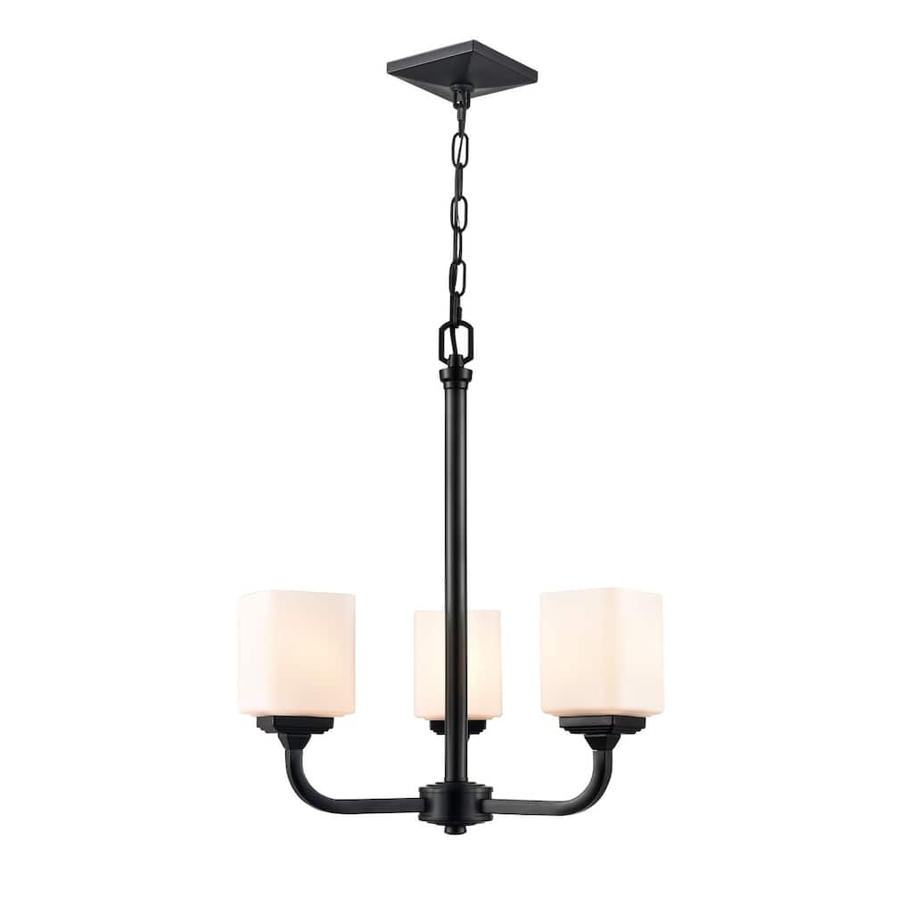 Millennium Lighting Eddison 3 Light Chandelier in Matte Black with frosted Glass Shades