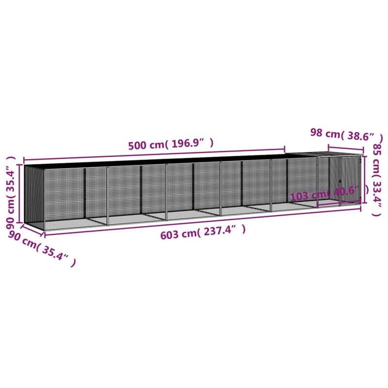 vidaXL Chicken Cage with Roof Light Gray/Anthracite multisize Galvanized Steel