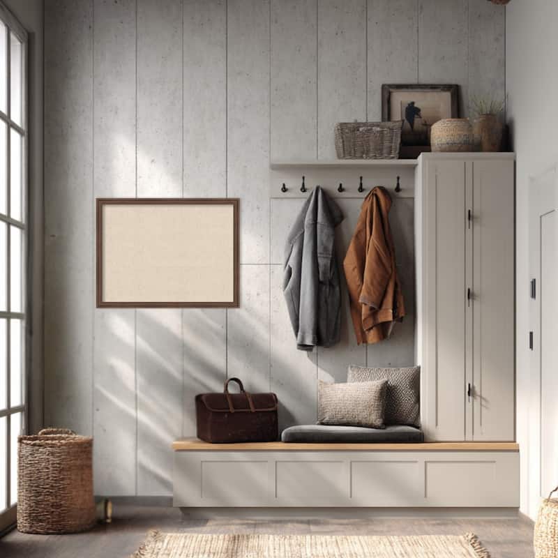 Amanti Art Framed Fabric Pinboard Natural Linen Printed Bulletin Board