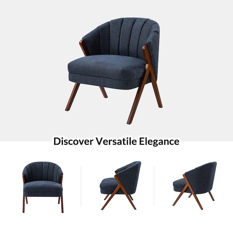 Vivian Mid-century Barrel Chair with a Scalloped Back Set of 2 by HULALA HOME