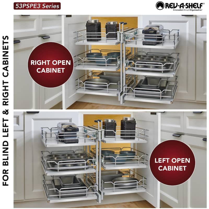 Rev-A-Shelf 53PSPE3-18SC Modern 32-5/8"W Soft Close 3 Tier Pull Out